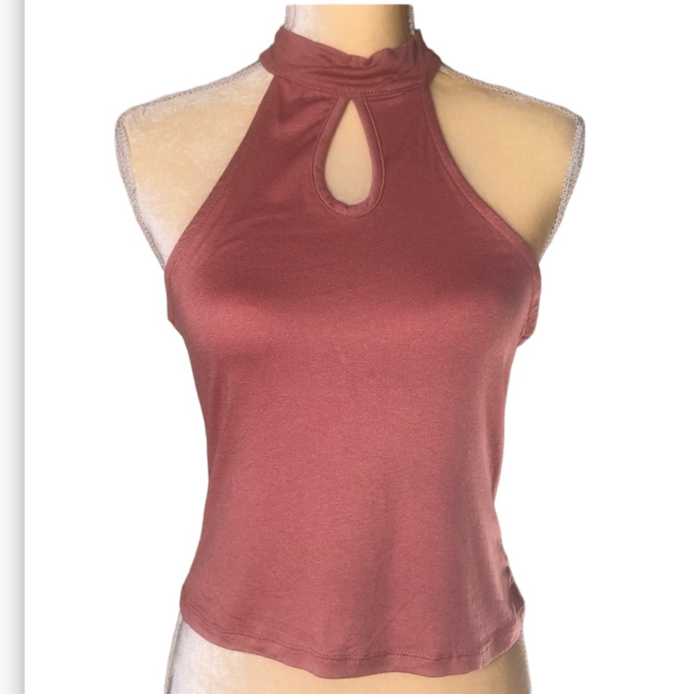 IRIS RUST HIGH-NECK KEYHOLE TANK SHIRT NWT SIZE M